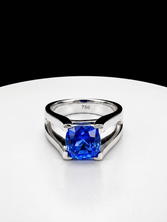 6.51ct Tanzanite ring made in 18ct gold and iridium plated.
